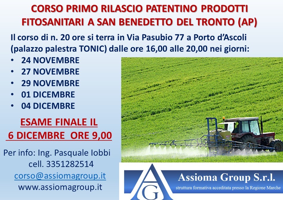 24 Novembre 2017 - Patentino Fitosanitari a Porto d'Ascoli