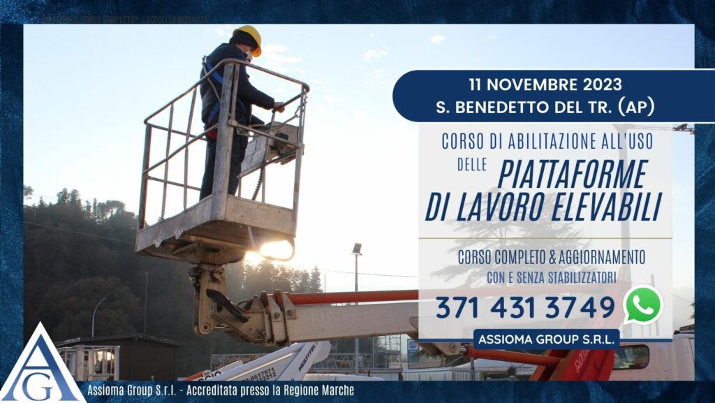 11 novembre 2023 - Patentino PLE - San Benedetto del Tronto (AP) - Corso abilitante all'uso di piattaforme elevatrici