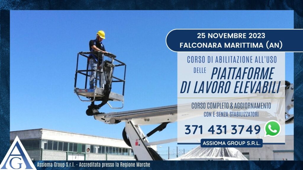 25 novembre 2023 - Patentino PLE - Falconara Marittima (AN) - Corso abilitante all'uso di piattaforme elevatrici